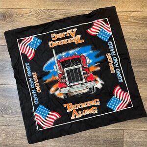 Vintage Black Trucking Bandana with American Flags